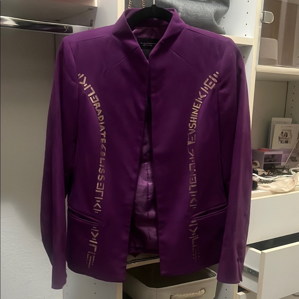 Purple Tailored Blazer with Embroidery